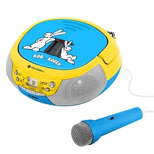 Radio CD pentru copii GoGEN BOB AND BOBEK, 2 x 0,8 W, Bluetooth, karaoke, microfon, MP 3, USB, AUX in, albastru