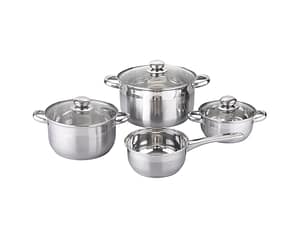 Set vase de gatit Michelino, 7 piese, otel inoxidabil, inductie, argintiu