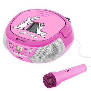 Radio CD pentru copii GoGEN BOB AND BOBEK, 2 x 0,8 W, Bluetooth, karaoke, microfon, MP 3, USB, AUX in, roz