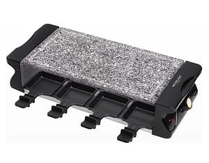 Gratar electric Raclette MICHELINO 74384, piatra naturala din granit, 1200 W, 8 tigai antiaderente, baza din otel inoxidabil