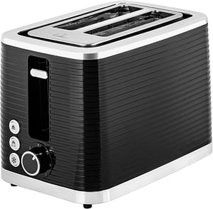 Prajitor de paine ECG ST 2750 Stripe, 930 W, 2 felii, 7 niveluri de rumenire, elemente din otel inoxidabil, negru